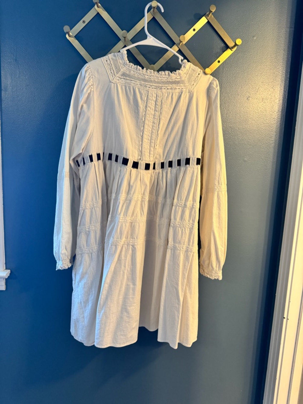Free People Cream Mini Dress with Black Ribbon - Picture 4 of 4